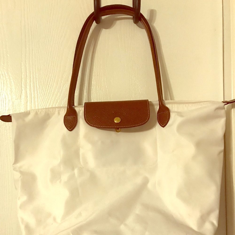 Longchamp le pliage white purse